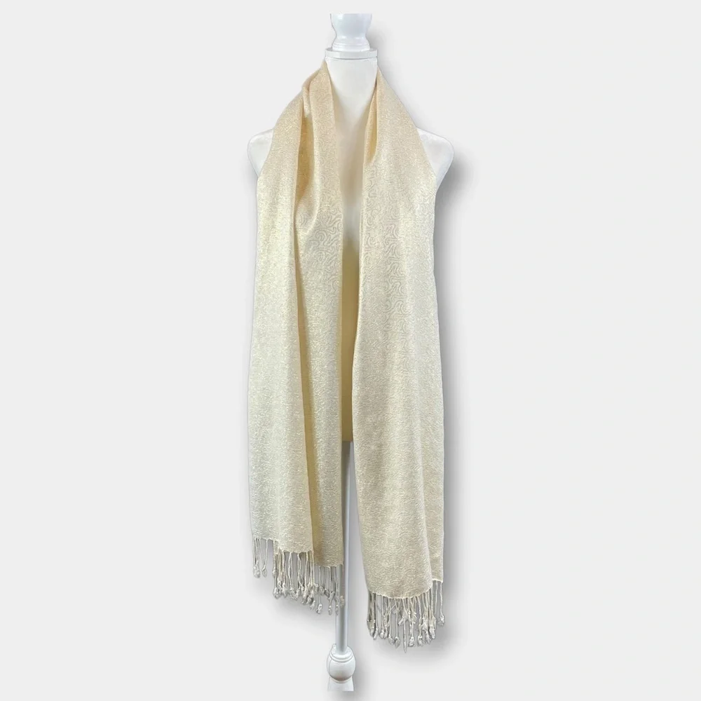 Scarf Metallic Cream Wrap 72